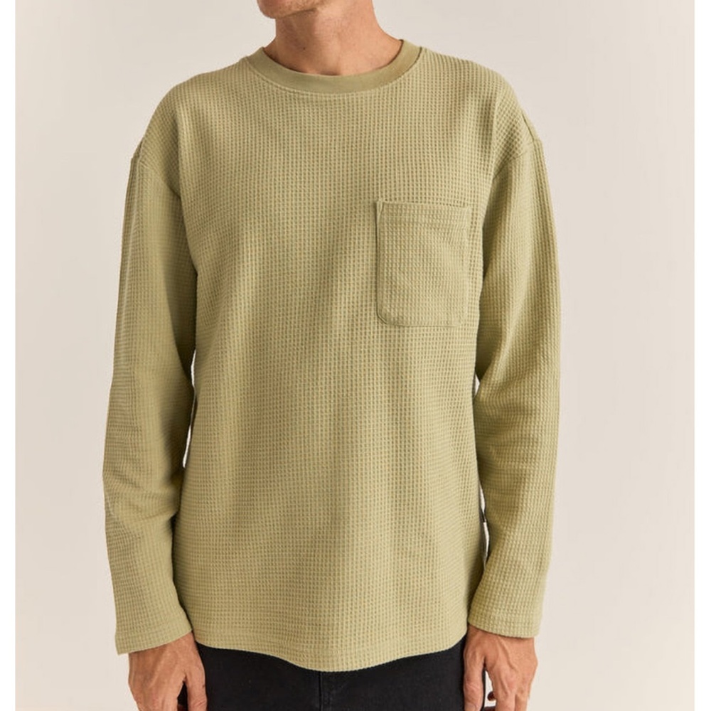 RHYTHM Vintage Waffle Mens Long Sleeve Pocket Tee